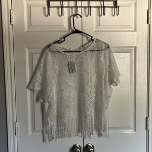 white lace fringe top